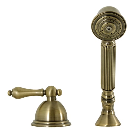 Kingston Brass KSK3353ALTR Deck Mount Hand Shower with Diverter for Roman Tub Faucet, Antique Brass KSK3353ALTR